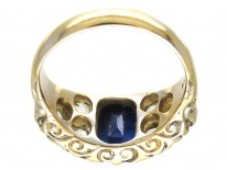 Victorian Large Sapphire & Old Mine Cut Diamond Ring