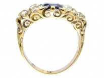 Victorian Large Sapphire & Old Mine Cut Diamond Ring