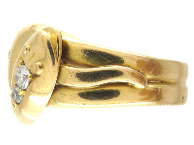 Victorian 18ct Gold & Diamond Double Snake Ring