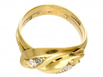 Victorian 18ct Gold & Diamond Double Snake Ring