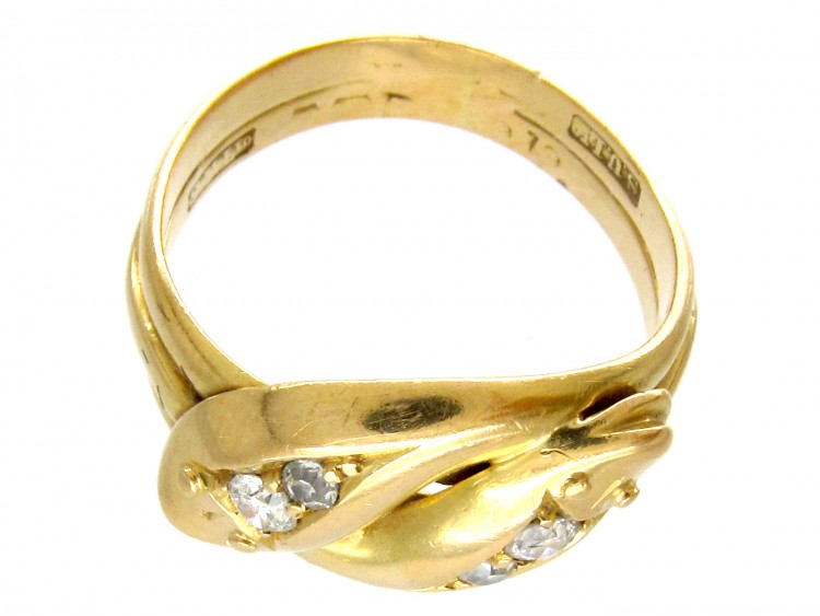 Victorian 18ct Gold & Diamond Double Snake Ring