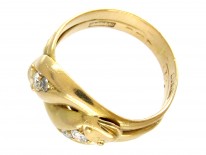 Victorian 18ct Gold & Diamond Double Snake Ring