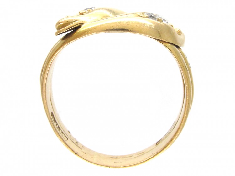 Victorian 18ct Gold & Diamond Double Snake Ring