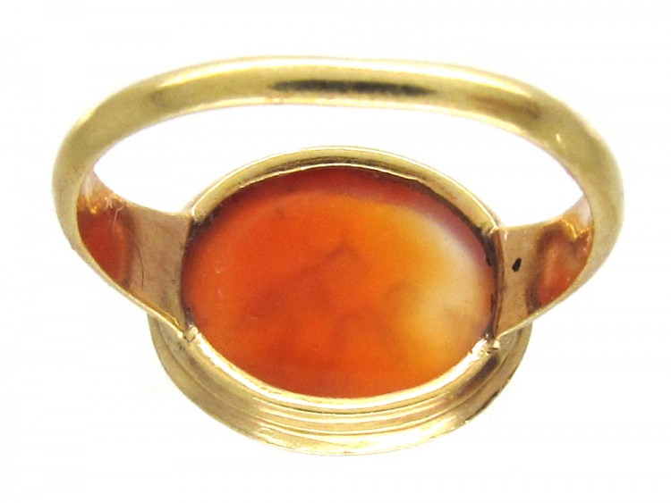 Minoan Carved Carnelian Intaglio in 18ct Gold Georgian Ring