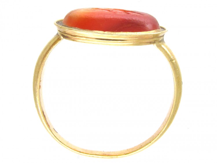 Minoan Carved Carnelian Intaglio in 18ct Gold Georgian Ring