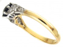 18ct Gold & Platinum Burma Sapphire & Diamond Shoulders Art Deco Ring