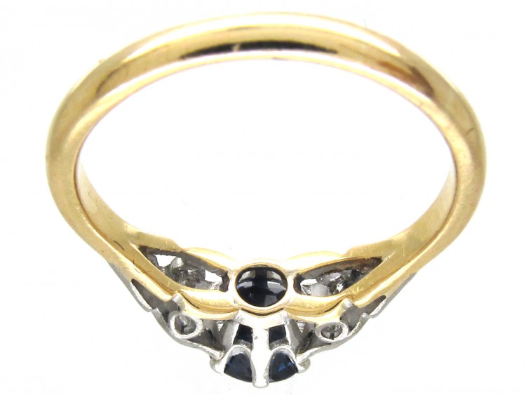 18ct Gold & Platinum Burma Sapphire & Diamond Shoulders Art Deco Ring