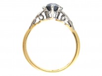 18ct Gold & Platinum Burma Sapphire & Diamond Shoulders Art Deco Ring