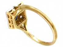18ct & Platinum Art Deco Sapphire & Diamond Square Ring