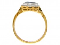 18ct & Platinum Art Deco Sapphire & Diamond Square Ring