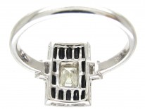 Art Deco 18ct White Gold Rectangular Onyx & Diamond Ring