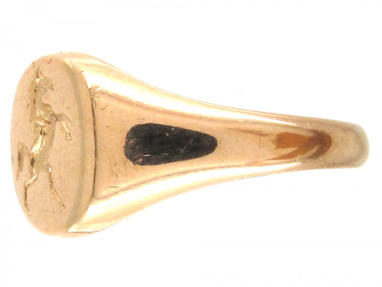 18ct Gold Signet Ring with Rearing Horse Intaglio