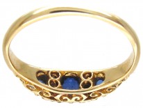 Edwardian 18ct Gold Three Stone Sapphire & Diamond Ring