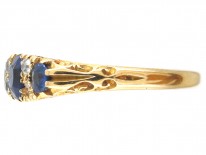 Edwardian 18ct Gold Three Stone Sapphire & Diamond Ring