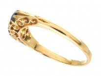 Edwardian 18ct Gold Three Stone Sapphire & Diamond Ring