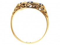 Edwardian 18ct Gold Three Stone Sapphire & Diamond Ring