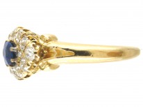 Edwardian 18ct Gold Sapphire & Diamond Oval Cluster Ring