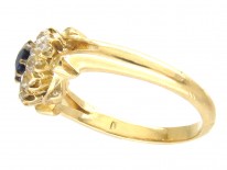 Edwardian 18ct Gold Sapphire & Diamond Oval Cluster Ring