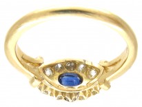 Edwardian 18ct Gold Sapphire & Diamond Oval Cluster Ring