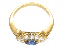 Edwardian 18ct Gold Sapphire & Diamond Oval Cluster Ring