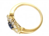 Edwardian 18ct Gold Sapphire & Diamond Oval Cluster Ring