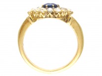 Edwardian 18ct Gold Sapphire & Diamond Oval Cluster Ring