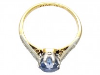 Edwardian Solitaire Ceylon Sapphire with Diamond Shoulders Ring