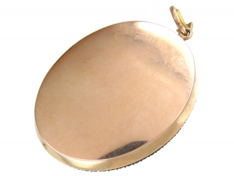 Georgian 15ct Gold & Enamel Pendant of a Lady & Her Dog under a Tree
