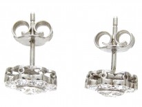 18ct White Gold & Diamond Daisy Cluster Earrings