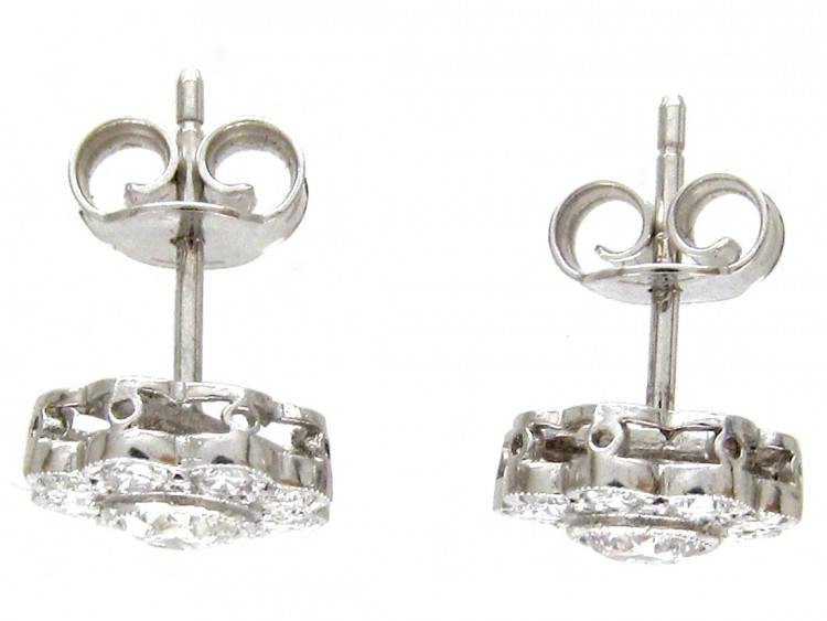 18ct White Gold & Diamond Daisy Cluster Earrings