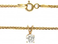 Half Carat Diamond Solitaire Pendant on Gold Chain
