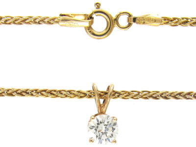 Half Carat Diamond Solitaire Pendant on Gold Chain