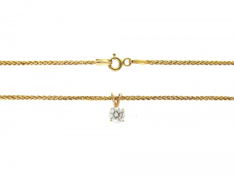 Half Carat Diamond Solitaire Pendant on Gold Chain