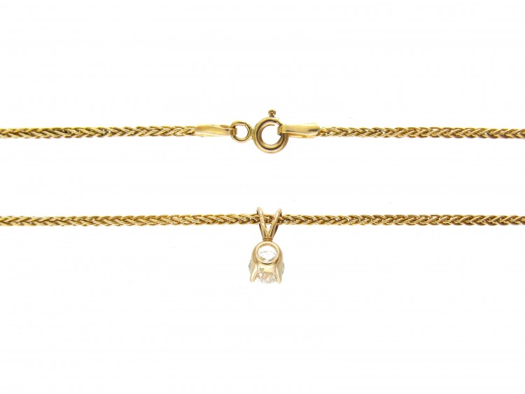Half Carat Diamond Solitaire Pendant on Gold Chain