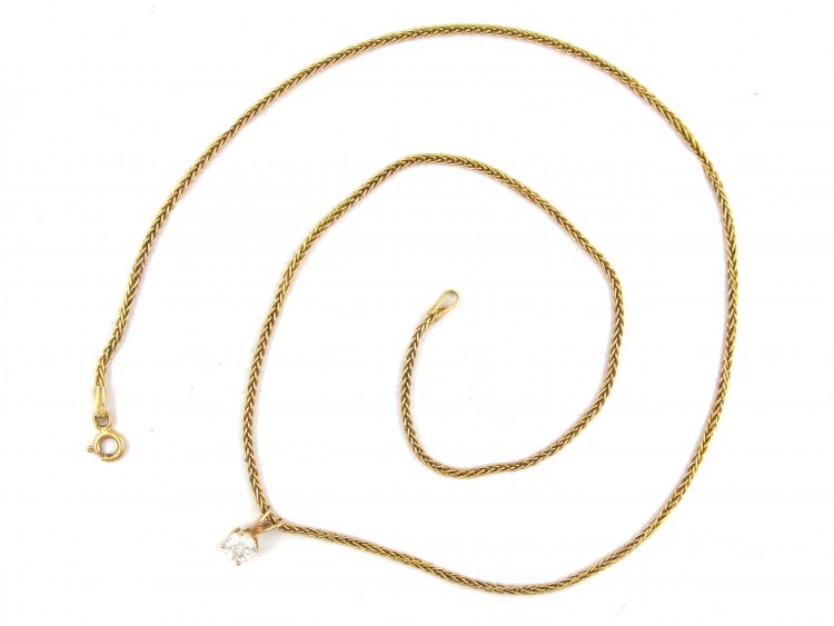 Half Carat Diamond Solitaire Pendant on Gold Chain