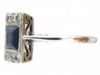 Art Deco Rectangular Sapphire & Diamond Ring