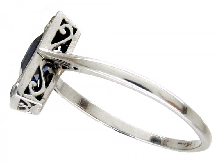Art Deco Rectangular Sapphire & Diamond Ring