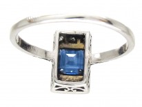 Art Deco Rectangular Sapphire & Diamond Ring