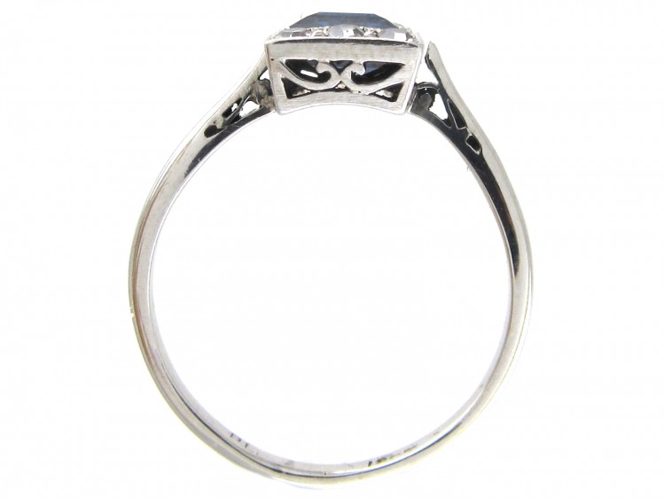 Art Deco Rectangular Sapphire & Diamond Ring
