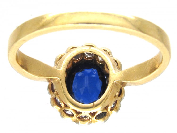 18ct Gold & Platinum Burma Sapphire & Diamond Cluster Ring