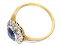 18ct Gold & Platinum Burma Sapphire & Diamond Cluster Ring