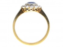 18ct Gold & Platinum Burma Sapphire & Diamond Cluster Ring
