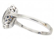 18ct White Gold Rectangular Ceylon Sapphire & Diamond Ring