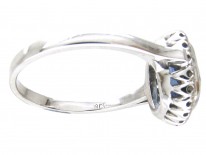 18ct White Gold Rectangular Ceylon Sapphire & Diamond Ring