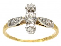 Edwardian Diamond Three Stone Ring with Diamond Shoulders