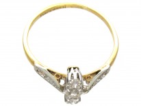 Edwardian Diamond Three Stone Ring with Diamond Shoulders