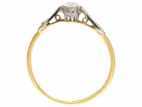 Edwardian Diamond Three Stone Ring with Diamond Shoulders