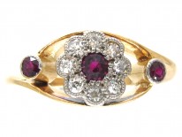 Edwardian Ruby & Diamond Open Cluster Ring