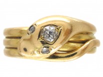 Victorian 18ct Gold & Diamond Snake Ring