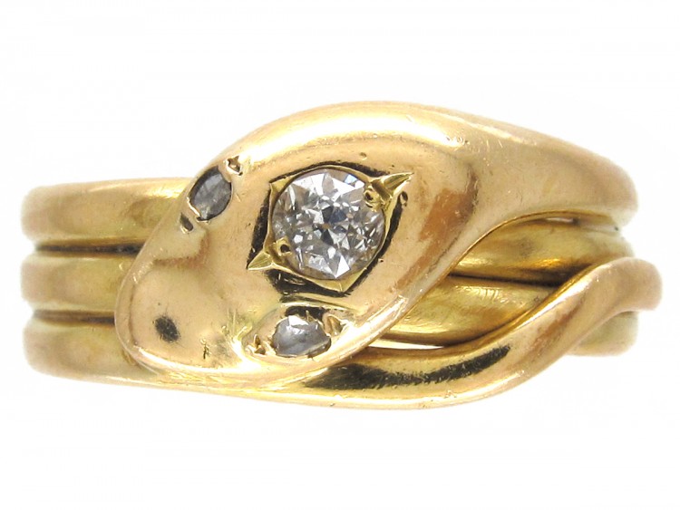 Victorian 18ct Gold & Diamond Snake Ring